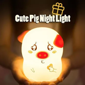 

Silicone Cute Pig Night Light Shaped LED USB Charging Pat Lights Room Lamp For Home Decorative Light Room Bedroom Lighting