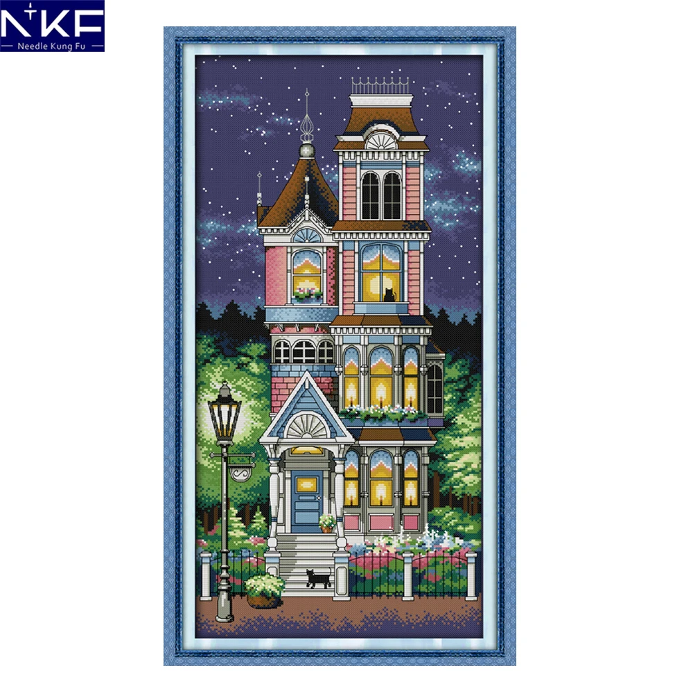 NKF тихий Ночной пейзаж стиль рукодельный Рождественский комплект чулок Счетный крест вышивка наборы для украшения дома