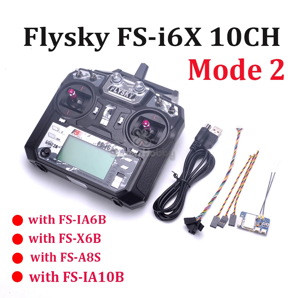

2.4GHz Flysky FS-i6X FS I6X 10CH RC Transmitter With i-BUS IA6B X6B A8S IA10B Receiver For RC Quadcopter Multicopter mode 2