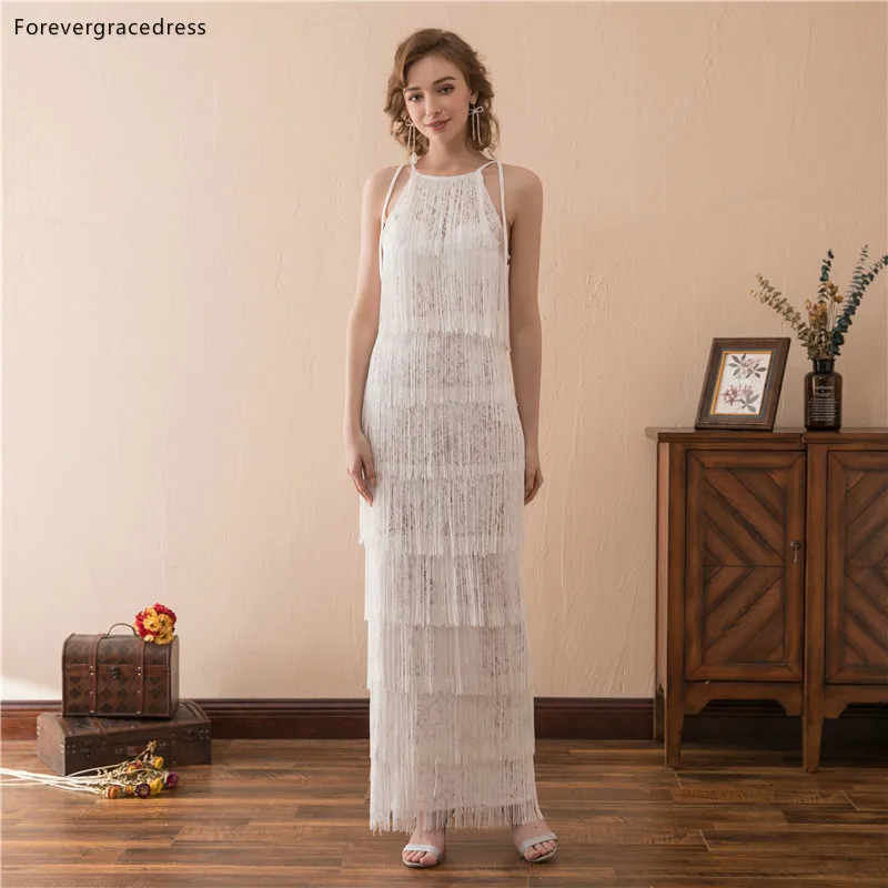 Белое кружевное вечернее платье Forevergracedress 2019 без рукавов официальное