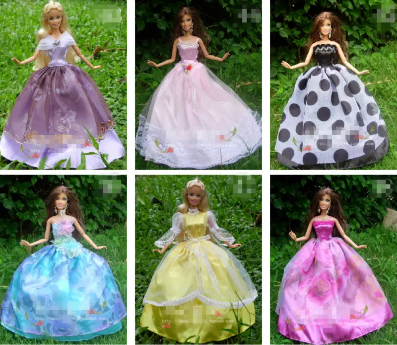 20 шт. кукольные Платья, платье ручной работы, Одежда для куклы Барби,, разные цвета