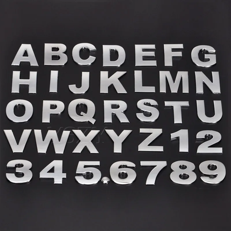 DIY 45 мм наклейки для автомобиля цифры буквы Цифровой алфавит эмблемы для BMW Audi Ford Toyota Honda Nissan Focus автостайлинг - Название цвета: S186 Silver 45mm