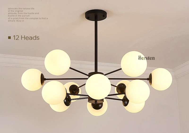Horsten Nordic Creative Magic Bean Pendant Lights 6812 Heads Glass Ball Pendant Lamp For Living Dining Room Cafe Restaurant E27 (10)