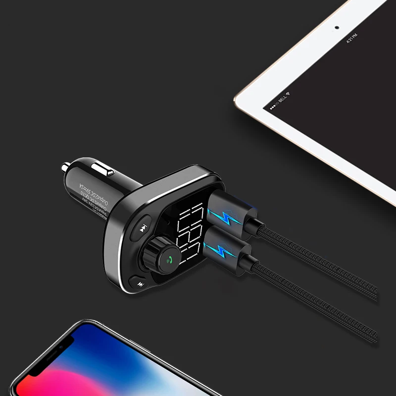 C20 беспроводной автомобильный Bluetooth fm-передатчик двойной Usb зарядное устройство Aux вход Tf карта Беспроводное зарядное устройство для samsung Note 9