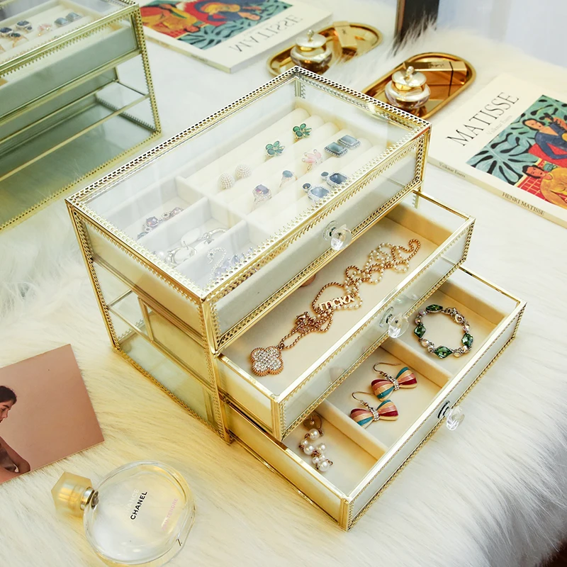 

AF 1 Set Makeup Box With Ring/Earrings Diplay Tray Exhibitor Shelf Jewelry Display Organizer For Ring/Earrings Organizer WA17