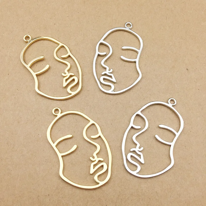10pcs 24x40mm Human Face Charm for Jewelry Making Earring Pendant Bracelet Necklace Accessories Craft Supplies Diy Findings