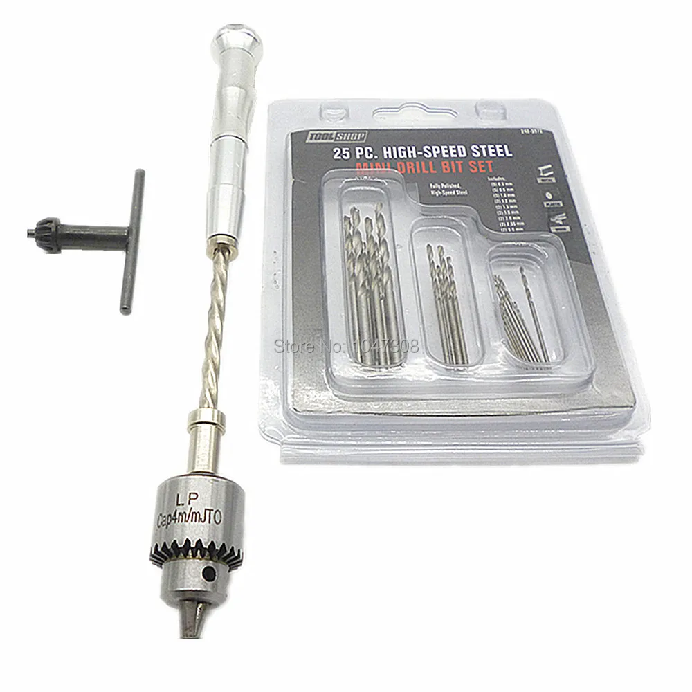 Mini Wood Spiral Hand Push Drill Chuck Jewelry Tool Micro Twist Bit