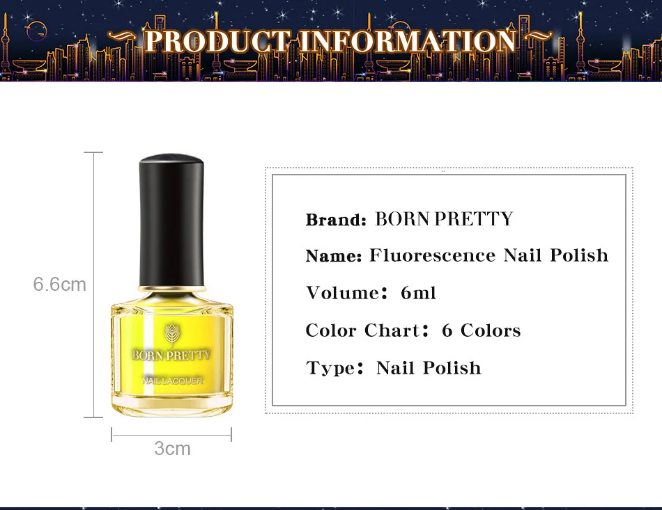 BORN PRETTY 6 мл неоновые, флюоресцентные лаки для ногтей Летняя серия красочный лак для ногтей Дизайн Лак для ногтей лак для ногтей