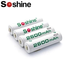  Wholesale Discount Rechargeable Soshine 2600mAh Battery 1.2V NI-MH AA Battery Batteries 4pcs=1pack