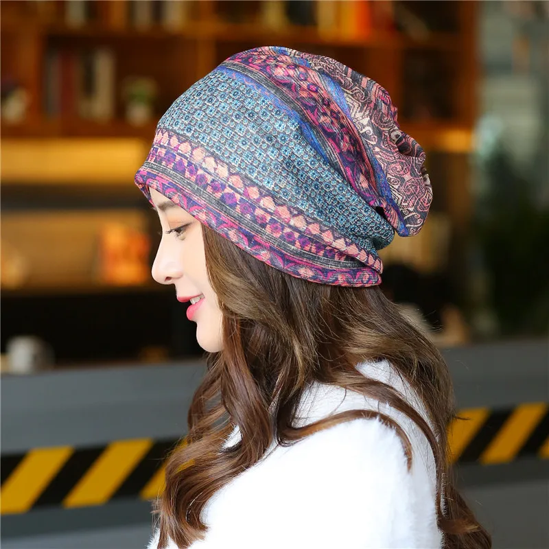 

2019 new women's spring and summer thin section small square head caps breathable light pile hat month hat headscarf outdoor hat