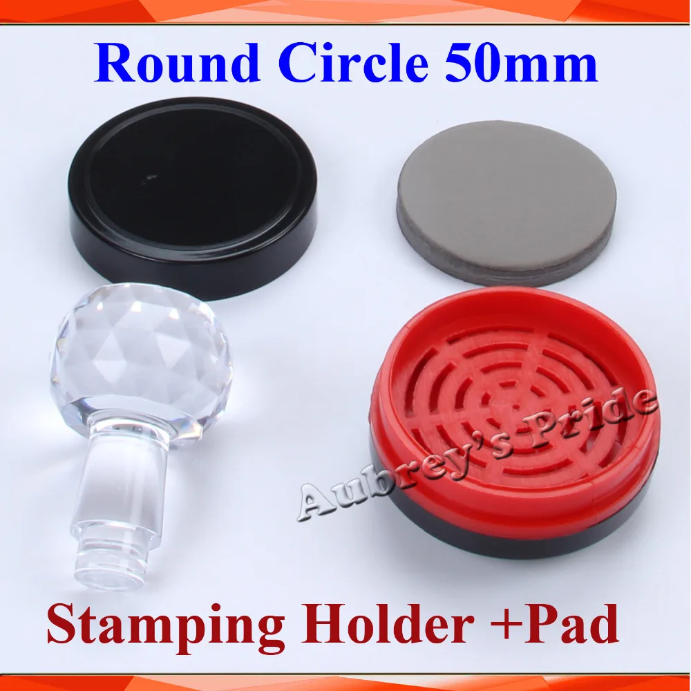 

5Pcs Round Circle Diameter 50mm Holder+Rubber Pad Flash Stamp Shell Photosensitive Material Selfinking Stamping Making Seal