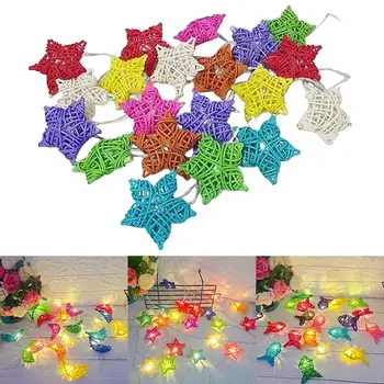 

LAIDEYI Multi Color Rattan Wicker Moon Star Fish Patio Christmas indoor Party String Lights 2m/3m wedding party