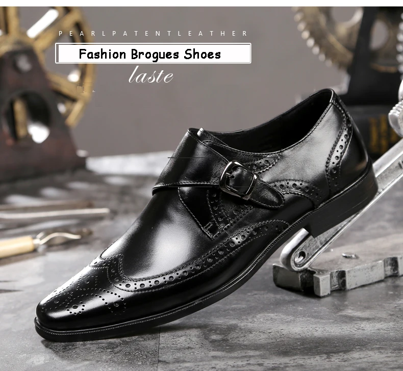 Men's Oxfords Shoes Leisure Casual Genuine Leather Wedding Dress Shoes For Men Business Brogues Shoes Moccasins Square Toe Shoes (5)