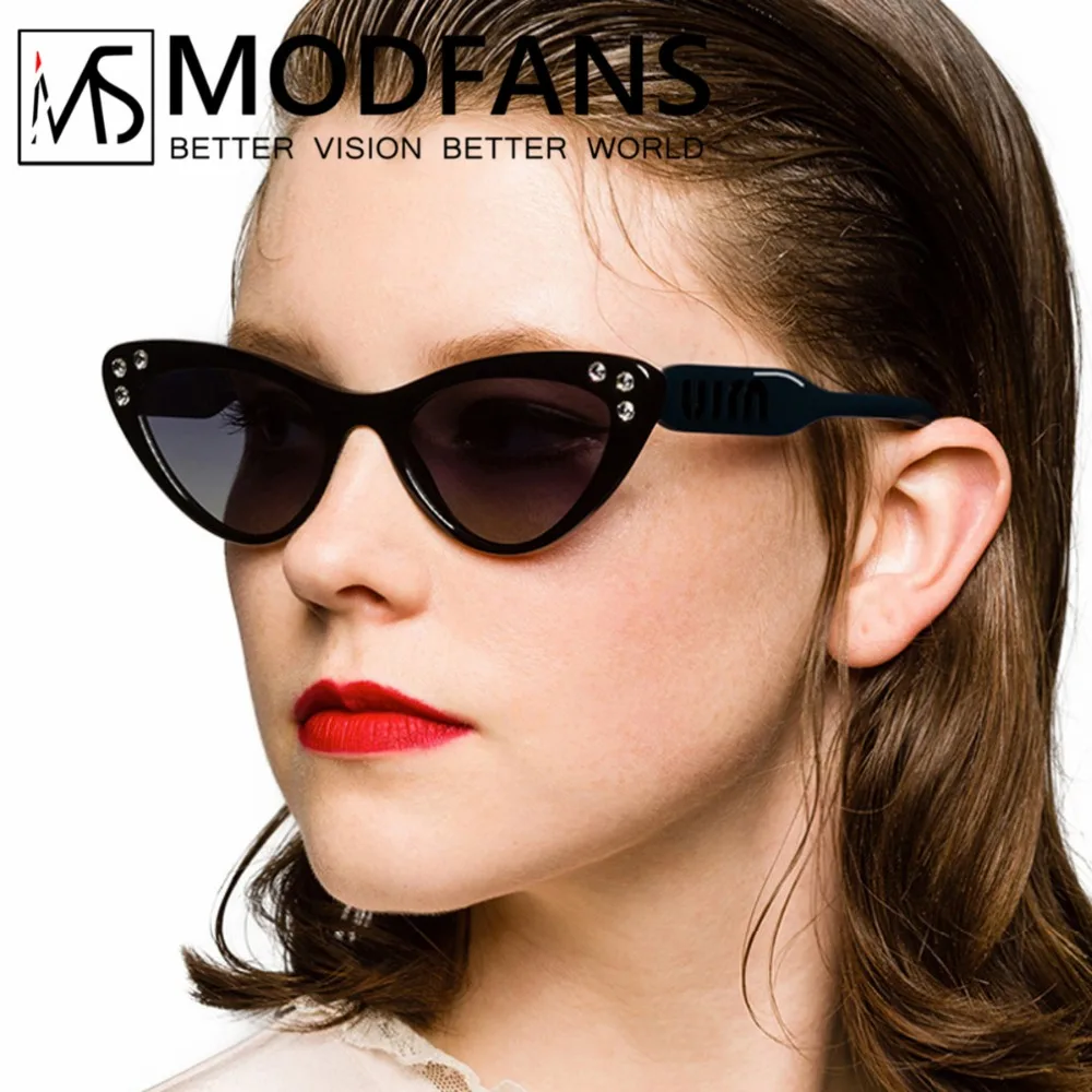 

Cat eye sunglasses with diamond retro womens sunglasses brand designer eyewear vintage mirror sun glasses female 2019 New