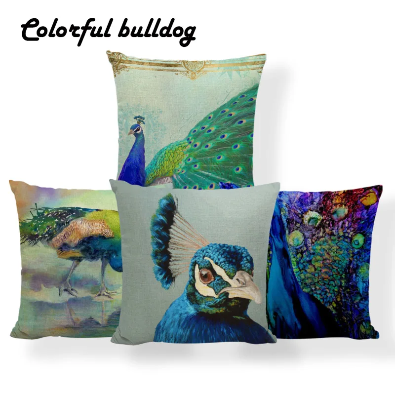 

Peacock Feather Cartoon Cushion Flower Daisy Blue Pillowcase Red Mid Century Bedroom Presents Throw Pillow Cushion 18 Inch Linen