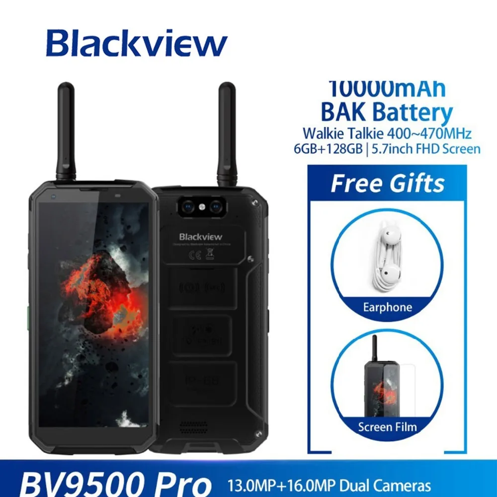 

Blackview Bv9500 Pro Waterproof Walkie Talkie Smartphone 6gb Ram 128gb Rom Octa Core 5.7" Fhd 18:9 10000mah Battery Mobile Phone