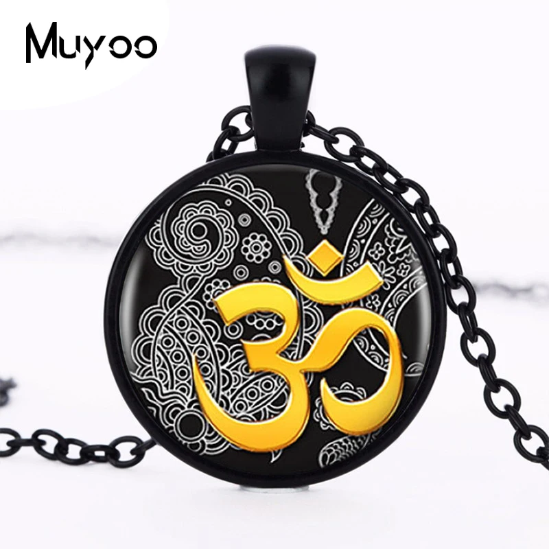 Ожерелье с подвеской с логотипом хны Om Yoga, цветок, символ буддизма, ручная работа, винтажное ожерелье, женское ювелирное изделие, подарок другу HZ1