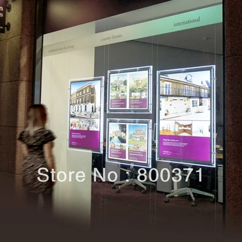 

4PCS A1 LED Light Pocket Kits Single Sided Acrylic Poster Frame Real Estate Agency Window Cable Wire Hanging Displays