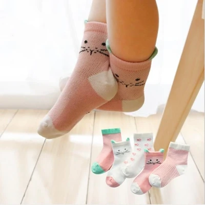 Новинка, весенне-летние тонкие детские носки из сетчатой ткани хлопковые носки с рисунками для детей носки для мальчиков и малышей - Цвет: 01