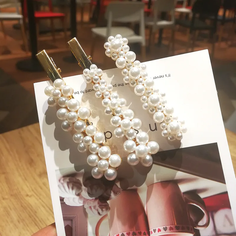 

Fashion Pearl Hair Clip for Women Elegant Korean Design Snap Barrette Stick Hairpin Hair Styling Accessories Ins Hot Sell