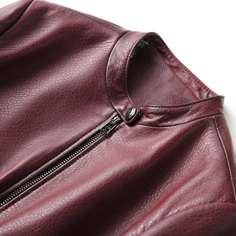 Vestes En Peau De Femmes Cuir 2018 Nouveau Automne Femelle Chaqueta Wine Veste Red noir Véritable Printemps Pour Mouton Manteau Z0026 Mujer qxtYY74p