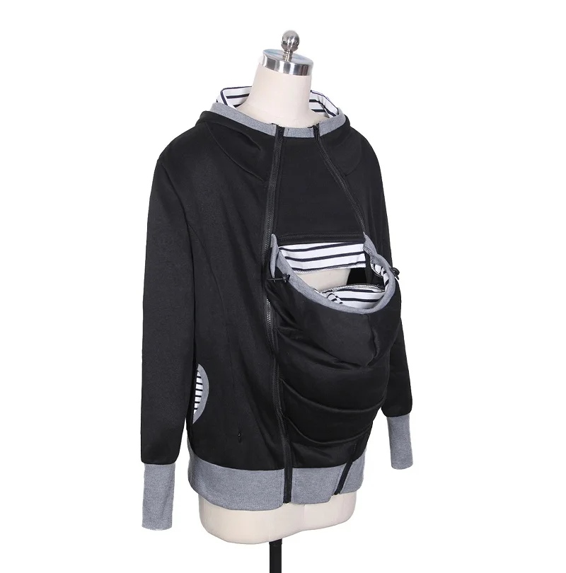 Women Sweatshirts font b Baby b font Carrier Wearing Hoodies Three Features Zipper Coat Kangaroo Hoodie