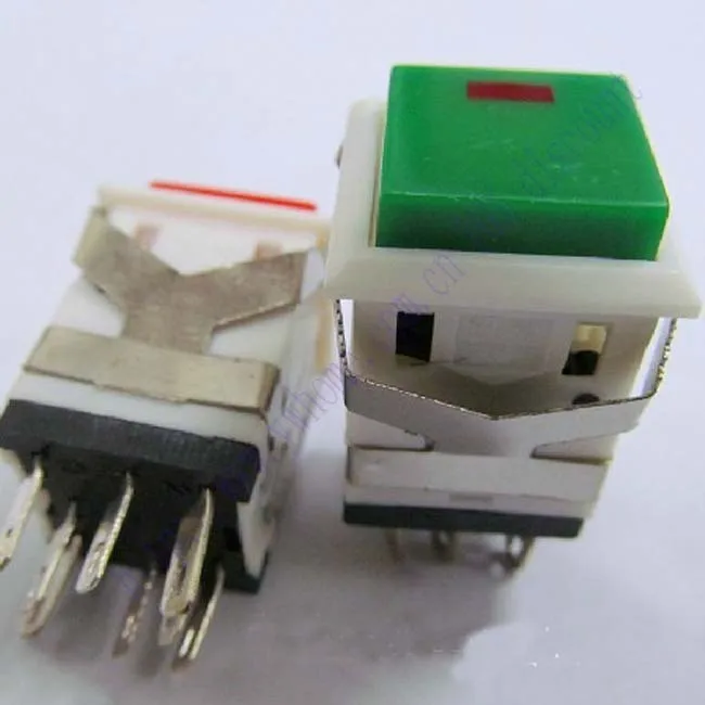 

New 1pcs Push Button 3V Green LED 120V 250V DPDT Latching Switch KD2 21 RLKD2