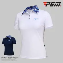 PGM golf спортивная одежда топы Летняя Женская эластичная дышащая тонкая футболка для гольфа женские рубашки с короткими рукавами и быстросохнущим принтом