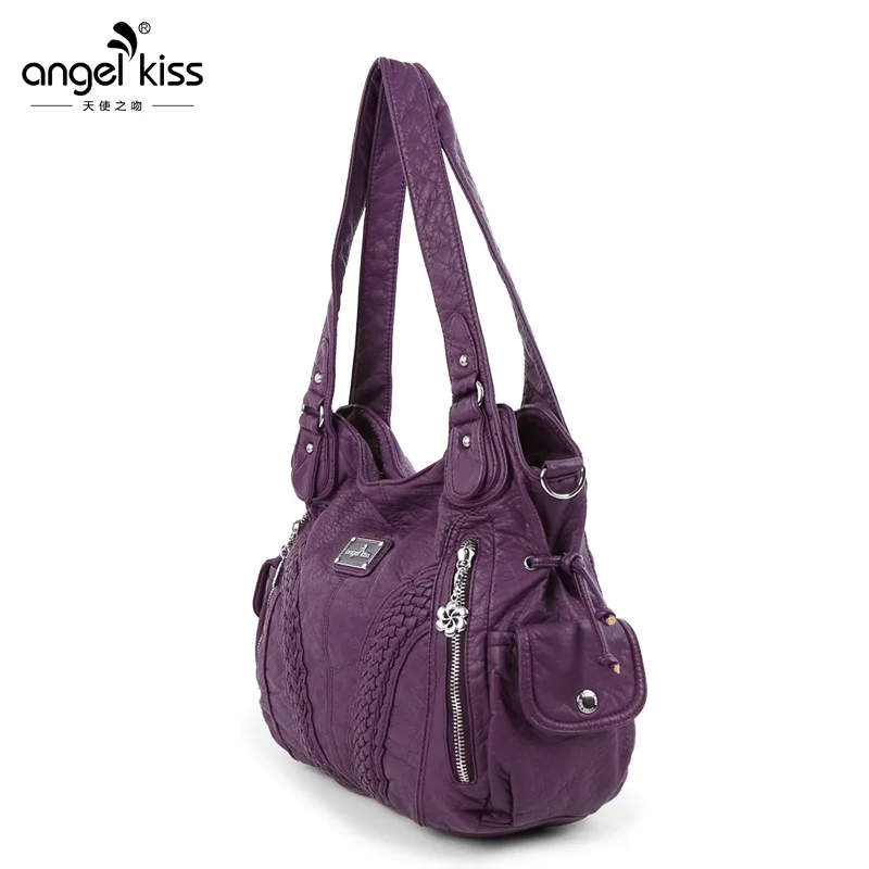 Lady Solid Washed Large Capacity Shopping Shoulder Bags Designer PU Leather Soft Hobo Handbags Luxury Ladies Bags For Women 2019