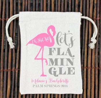 

personalized Lets Flamingle wedding Bachelorette bridal shower Party first aid Hangover Kit jewelry favor muslin gifts Bags