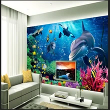 Beibehang Большой Настенные обои на заказ любой размер фото 3D подводный мир Дельфин ТВ фон декоративная живопись обои