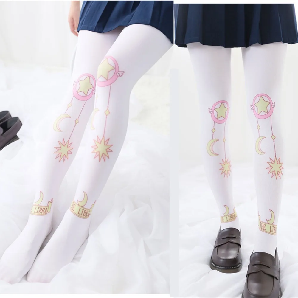 

Athemis magic card girl sakura star cosplay printing tights panty hose digital printing