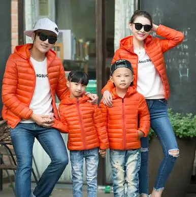 Тонкие стеганые пальто куртки с перьевым наполнителем на весну осень и зиму для мальчиков и мужчин - Цвет: Оранжевый