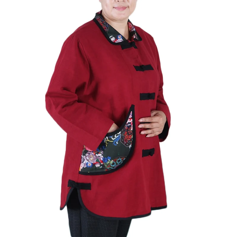 

Chinese style Women Extra Large size Coat Jacket Autumn Print Cardigan Coats Women's Casual Cotton-padded Coats Jackets 9XL F511