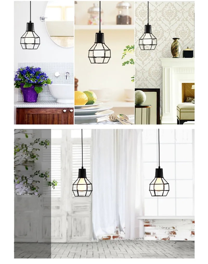Restaurante de Ferro v para Decoração Nordic Retro Industrial Pingente Luminárias Lâmpada E27 110 V-220 Loft Iluminação Luminária Led 16 de ferro pingente lâmpada e27 110 v-220