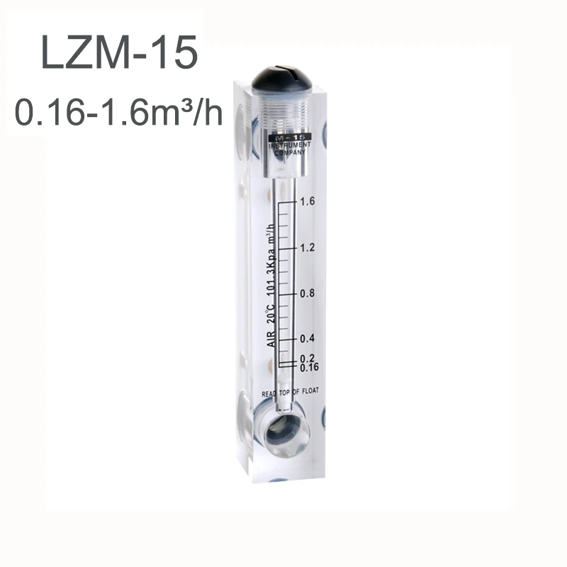 Ranges m3/h  LPM PMMA Gas Flowmeter Air Flow Meter Rotameter Without Valve  LZM-15T