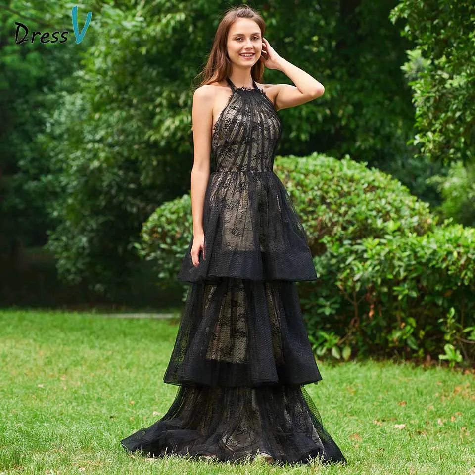 Black halter dress 34 length dresses