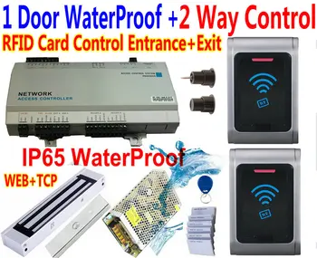 

1 Door WaterProof WeatherProof Door Controller Kit with Access Controller door entrance+Exit Web/TCP+2 Metal RFID Card Reader