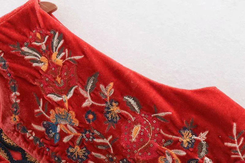 KIYUMI Женское пальто шаль Фланелевое цветочное вышитое модное красное короткое кардиган с v-образным вырезом повседневное женское раннее осеннее пальто стежка