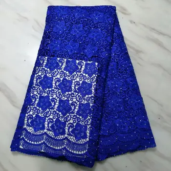 

Very soft Blue velvet Latest African Cord Lace Fabrics High Quality 2019 Nigerian Lace Fabric For Wedding African Lace Fabric