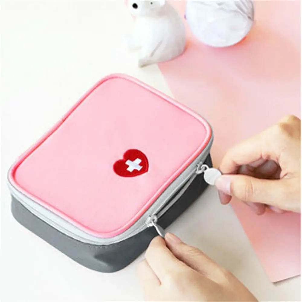 Милая Мини Портативная Медицинская сумка для хранения аптечки медицинские аварийные наборы Органайзер Бытовая сумка для таблеток аксессуары для путешествий - Цвет: Розовый