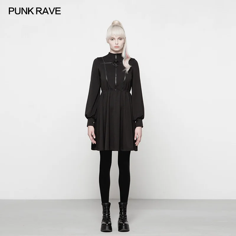 

New Punk Rave Classic Retro Casual Diablo Series Fashion Lolita Girls High-collar Dress OPQ292
