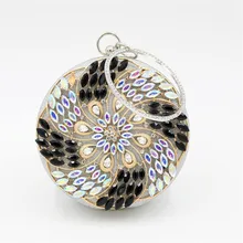 Meloke, высокое качество, женские цветные жемчужные вечерние сумки, круглые бриллиантовые павлиньи сумки для свадебного ужина с цепочкой MN1166