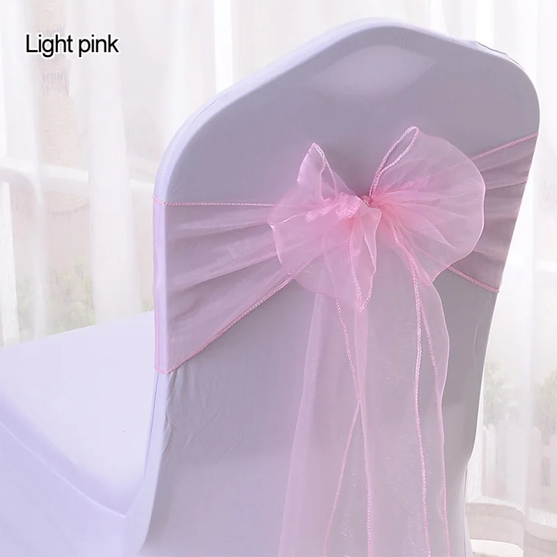 25 шт. Бирюзовый стул пояса " x 108" изящная ткань органза тканевая лента свадебное украшение места для праздника вечерние Suppiler банты на стулья - Цвет: Light Pink