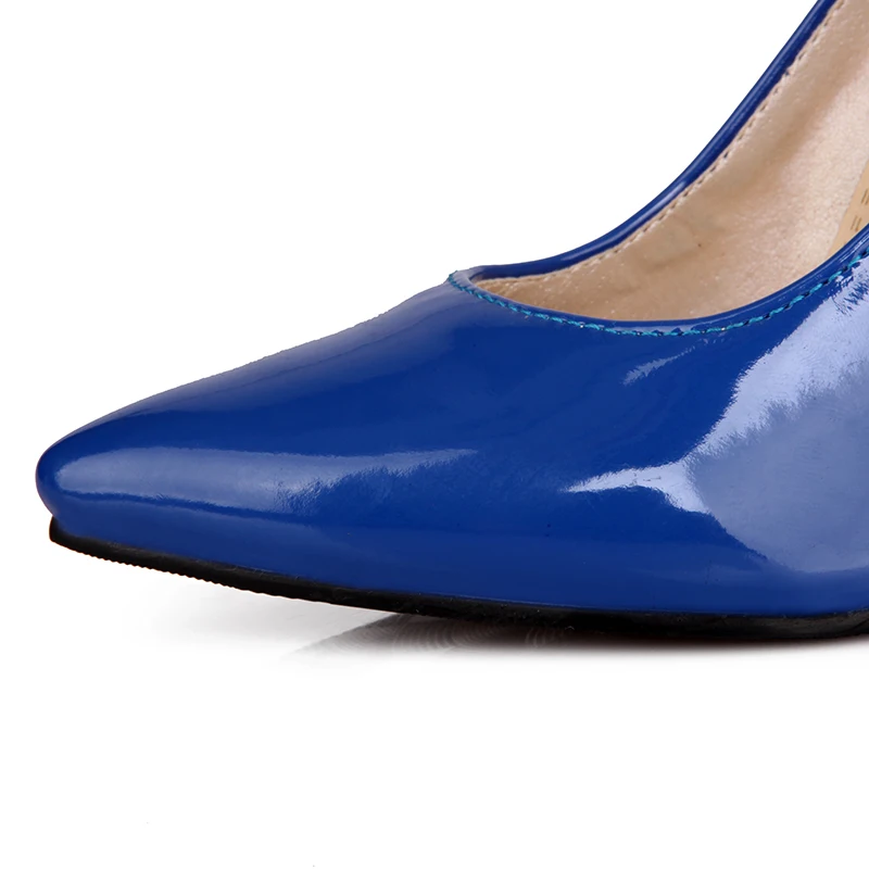 Популярные модные туфли-лодочки на высоком каблуке размера плюс 48 женские вечерние туфли ярких цветов на каблуке для офиса и свадьбы красные, розовые, синие