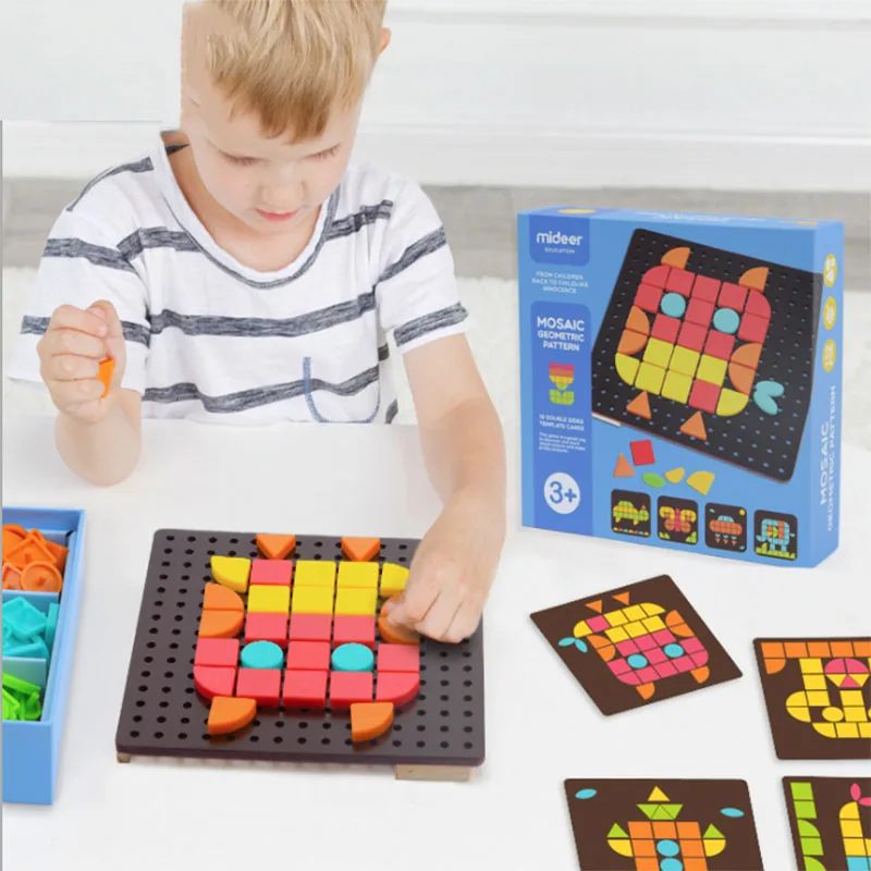 Mideer мозаика деревянный пластиковый геометрический узор головоломка Детский обучающий пазл обучающая игрушка