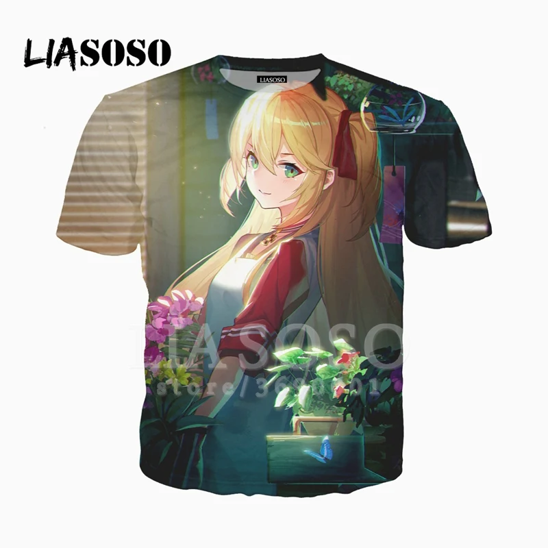 LIASOSO/футболка унисекс с 3D принтом аниме Azur Лейн для девочек; Футболка с принтом Авроры; Eugen Atago; летняя футболка; Повседневный пуловер в стиле Харадзюку; топы; X2438
