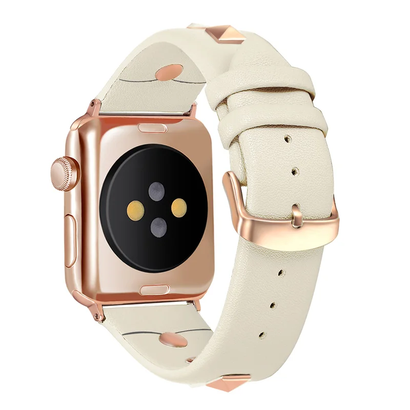 Заклепки стиль кожаный ремешок для Apple Watch 4 3 2 1 браслет ремешок для iwatch 44 мм 40 38 42 Роскошные петли аксессуары для наручных часов