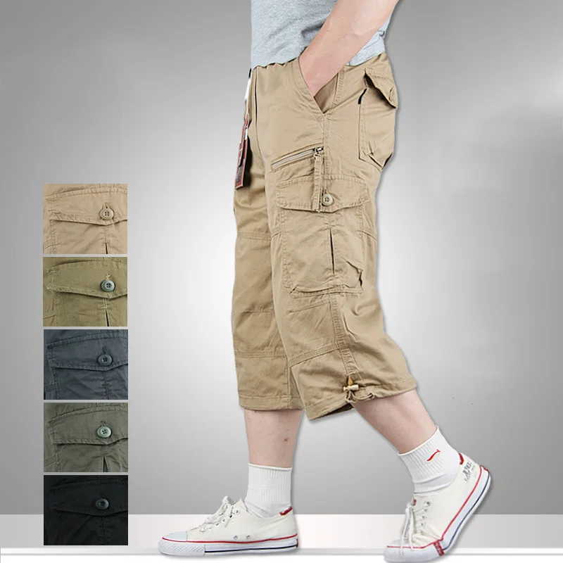

Summer Men's Plus Size Shorts Sweatpants Tactical Canvas Shorts Hiking Military Shorts Zipper Cargo Multi Pocket Solid