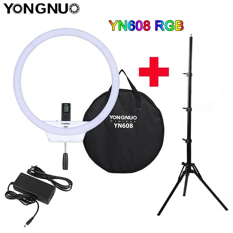 

YONGNUO YN608 RGB LED Video Light Photography Video Ring Light 5500K+RGB Full Color with Remote Controller for Live Video Selfie